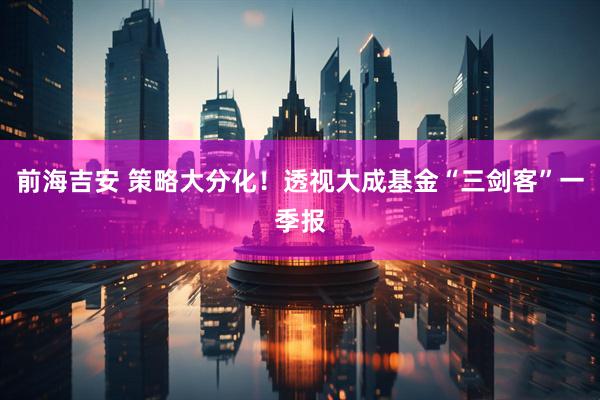 前海吉安 策略大分化！透视大成基金“三剑客”一季报
